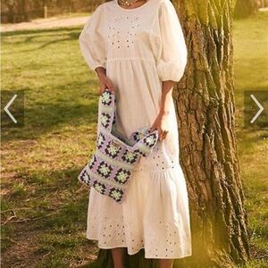 Damson Madder White Eyelet Midi Dress